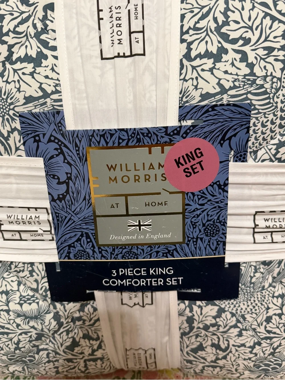 William Morris Bird and Anemone King Comforter in Sea Blue